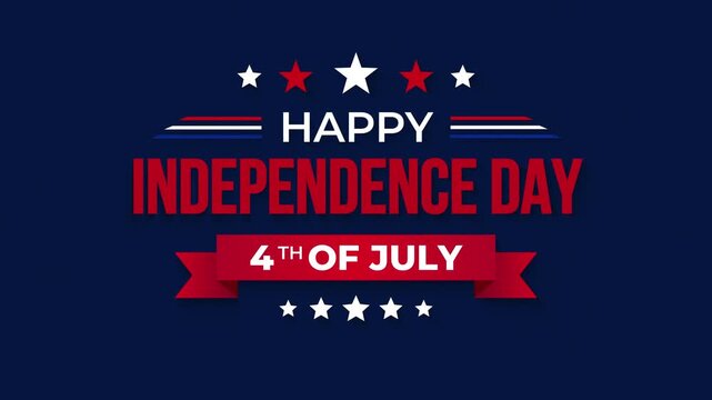 Happy Independence Day 4th of July Patriotic Typography Animation Background