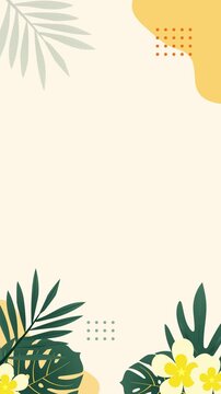 Vertical Summer Tropical Floral Frame Animation Background