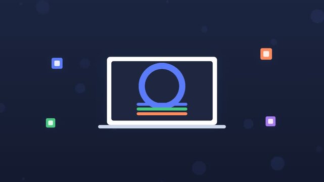 Flat design laptop cloud deployment with rocket launch