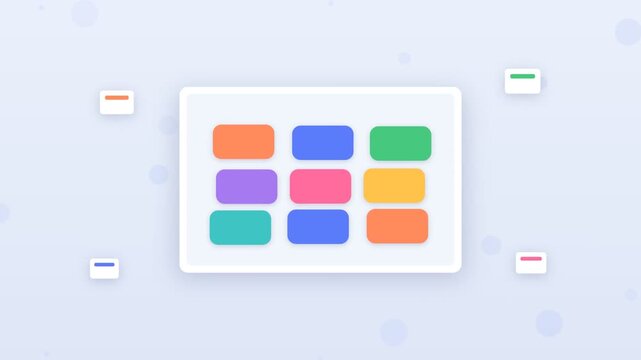 Flat design tablet digital whiteboard with sticky notes