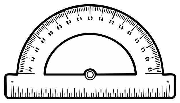 Semicircle protractor with clear angle measurements and ruler edge for geometry education