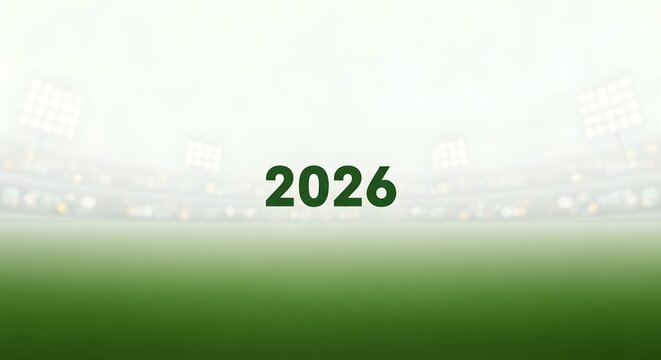 2026 stadium background with green field and lights