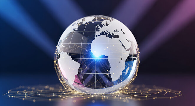 Abstract Globe Network Data Connection Global Technology Concept, Digital Earth