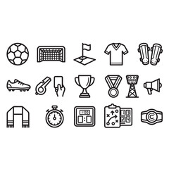 Football Soccer Sports Icon Pack – Editable Stroke Outline Vector © Upvector