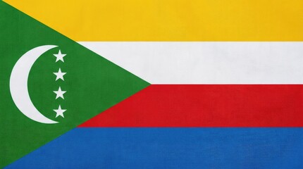 Fototapeta premium Colorful Comoros National Flag Displayed As Full Frame Background
