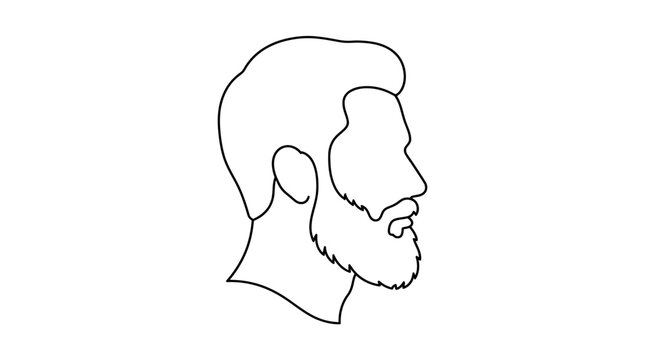 Minimalist side profile line art of man with beard.