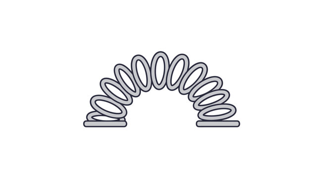 Classic metal coil spring toy shown in a simple arched line drawing, perfect for child play and physics demonstration concepts.