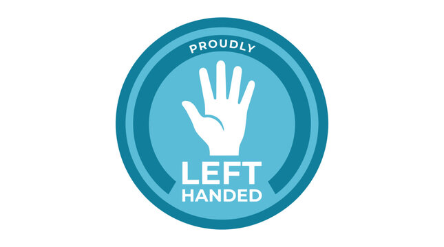 Proudly Left Handed blue circular badge icon.