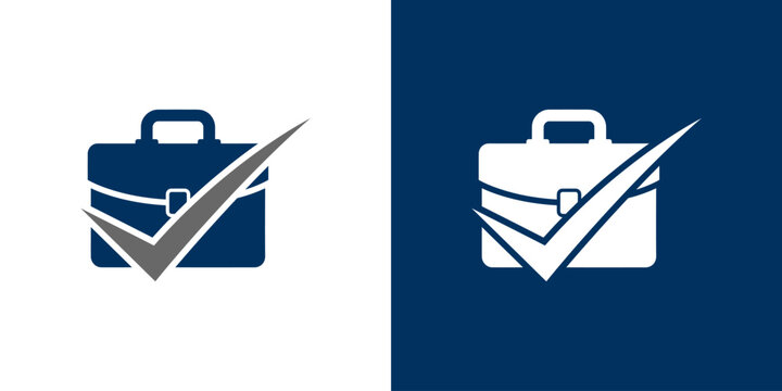 Business Check Professional Logo Design with Briefcase and Check Mark Symbol &ndash; Modern Corporate Brand Identity, Business Verification Service, Project Management Company, Financial Consulting Firm