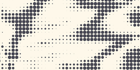 Fototapeta premium Hexagon Shapes Vector Abstract Geometric Technology Retrowave Sci-Fi Texture Isolated on Light Background. Halftone Hex Retro Simple Pattern. Eps10