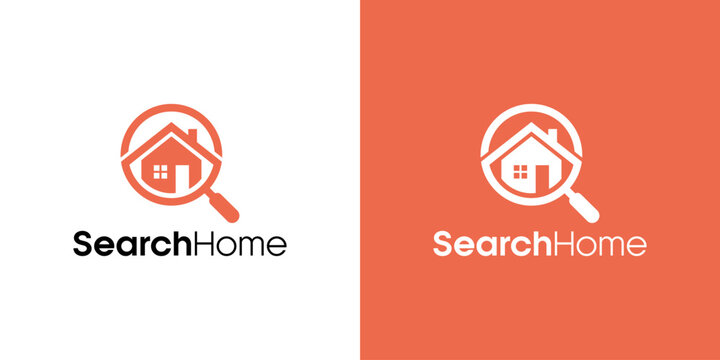 Search Home Real Estate Logo Design with House and Magnifying Glass Icon &ndash; Modern Property Search Brand Identity, Home Finder Application, Real Estate Agency, Residential Property Marketplace