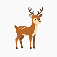 Fototapeta premium Cartoon Deer with Antlers: A charming cartoon illustration of a deer with distinctive antlers and a spotted coat, standing proudly.