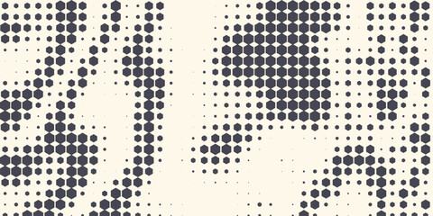 Fototapeta premium Hexagon Shapes Vector Abstract Geometric Technology Retrowave Sci-Fi Texture Isolated on Light Background. Halftone Hex Retro Simple Pattern. Eps10