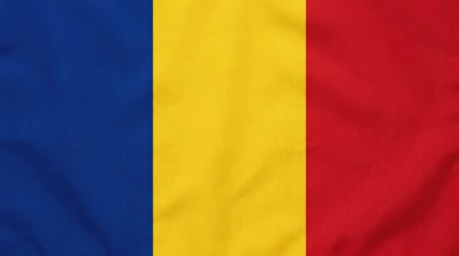 The national flag of Romania, featuring three vertical bands of blue, yellow, and red