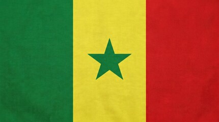 The flag of Senegal, featuring vertical bands of green, yellow, and red with a green star in the center