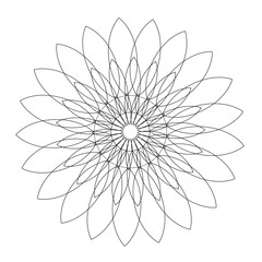 Fototapeta premium Lotus mandala coloring page line art in monochrome (coloring book)