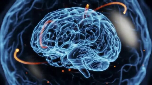 Abstract Concept of Fetal Brain Development With Delicate Blue Neural Patterns And Glowing Connections on Dark Background