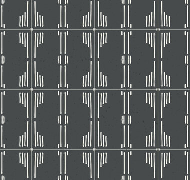 Abstract Neo-Traditional Tribal Linework seamless pattern. Minimalist African Geometric Ethnic Ornament Fabric 
