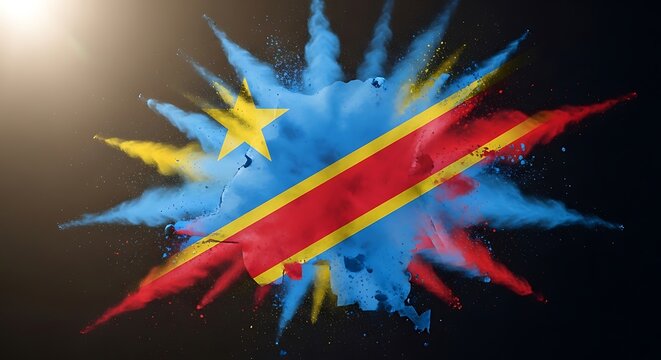 Democratic republic of the congo flag with colorful powder explosion