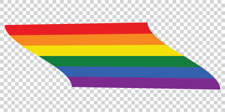 Rainbow flag with transparent background colorful striped pattern