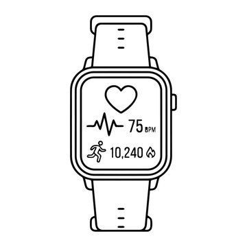 Smartwatch displaying heart rate and steps