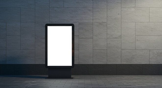 Blank Vertical Billboard Mockup on Urban Concrete Wall