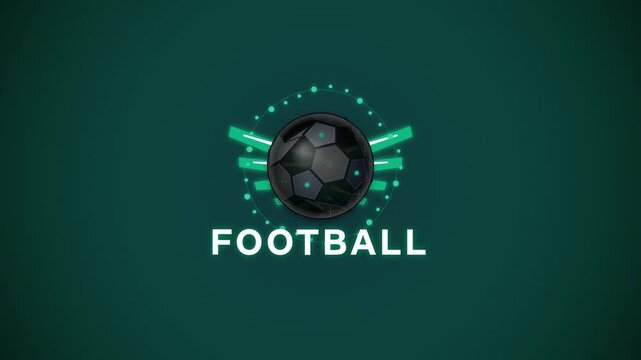 Premium flat design animated soccer club logo badge featuring a spinning gold football, elegant shield framework, stars, and United FC ribbon banner. Perfect for sports branding.