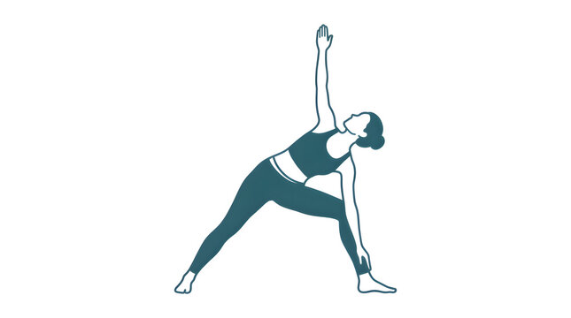 yoga, woman stretching, triangle pose, fitness illustration, exercise, workout, yoga pose