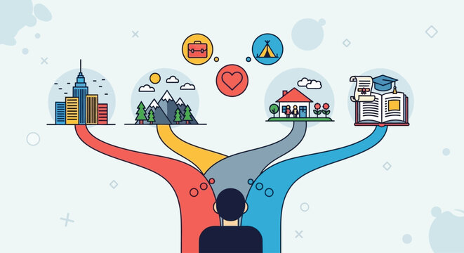 International Childfree Day illustration of a self-care concept with multiple paths