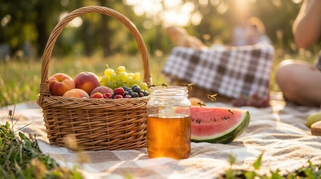 wasps fly around food at a picnic