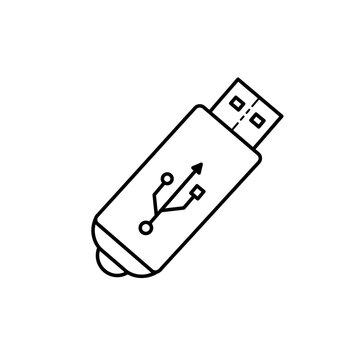 Simple Line Art Drawing of a USB Flash Drive.