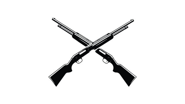 Two guns crossed over each other in a black and white illustration