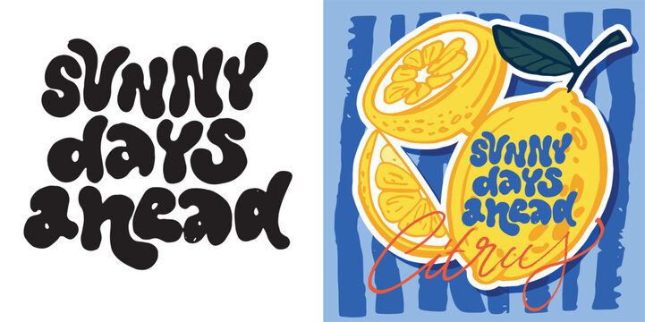 Summer vibes - trendy  hand drawn doodle lettering print.