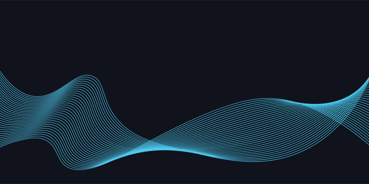 A dynamic and abstract digital design with flowing blue waveforms against a dark background,smooth, curving lines and dotted patterns that create a sense of movement and energy.