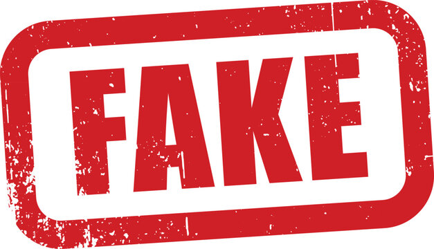 Fake red rubber stamp vector, grunge textured alert warning mark isolated on white