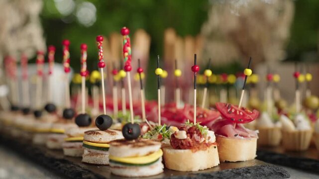 Gourmet Finger Food And Assorted Appetizers On Buffet Table, Catering Service, Hospitality Industry, Event Reception And Premium Guest Experience Concept