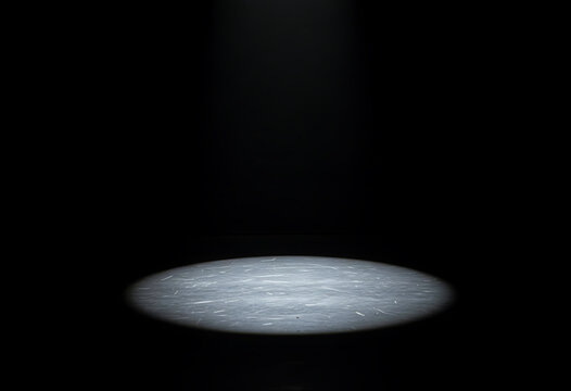 Dark presentation stage background with dramatic overhead spotlight