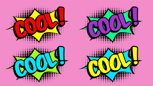 Comic Cool Speech Bubble Pop Art Sticker Vector
