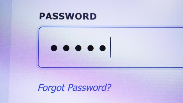 A close-up of a digital screen showing an 6-digit password being entered into an input field with hidden dots.