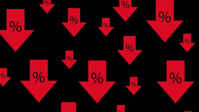 falling prices arrow move down vector. percentage decrease animated