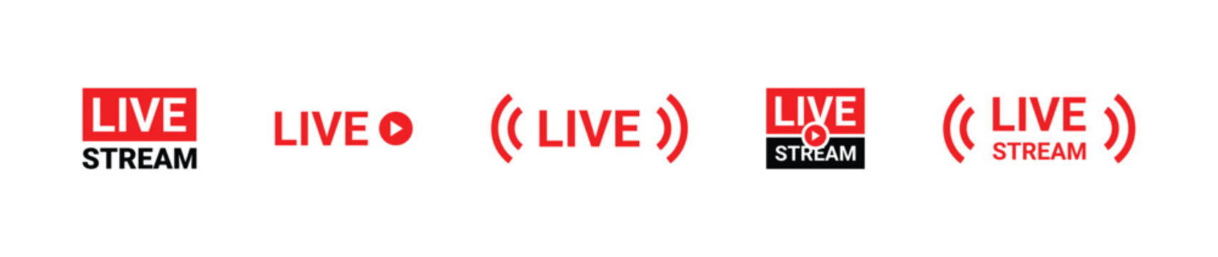 Live stream. Video and music broadcasting. Online media. Editable stroke.