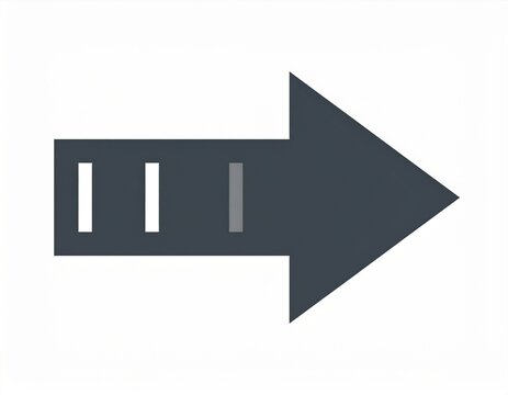 Minimalist Right Arrow Icon with Vertical Progress Bars for Direction and Interface Design