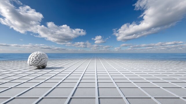 Simple white ball placed on a structured grid representing concepts of organization and incentive grid systems