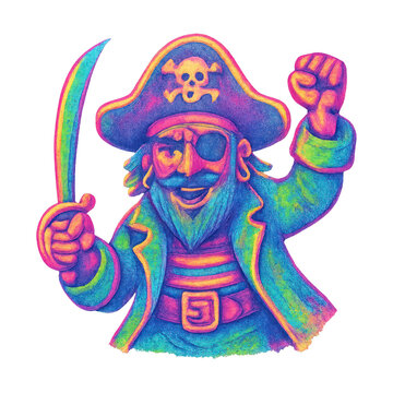 PNG Colorful neon pirate illustration