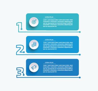 Infographics number options template with 3 steps. Can be used for workflow layout, diagram, business step options, web design