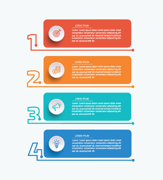 Infographic design template with options and 4 steps. For content, diagram, flowchart,steps, parts, timeline infographics, workflow layout, chart	