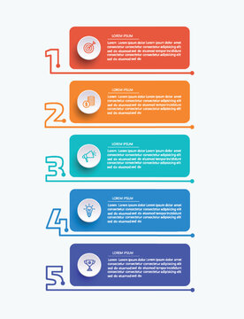 Business infographics number options template with 5 steps. Can be used for workflow layout, diagram, banner, web design