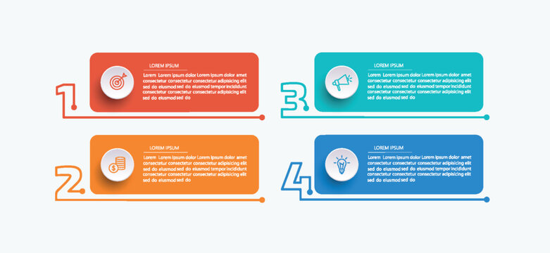 Infographic design template with options and 4 steps. For content, diagram, flowchart,steps, parts, timeline infographics, workflow layout, chart	