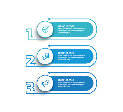 Infographics number options template with 3 steps. Can be used for workflow layout, diagram, business step options, web design