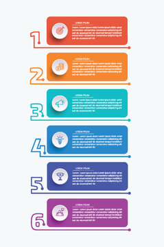 Business vector infographic design template with icons and 6 options or steps. Can be used for process diagram, presentations, workflow layout, banner, flow chart, info graph